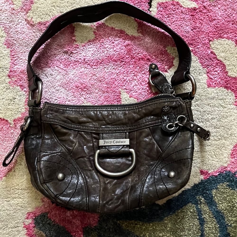 Juicy Couture black leather shoulder purse